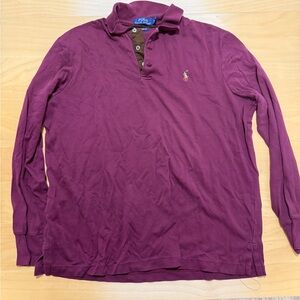 Polo by Ralph Lauren Men's Maroon Long Sleeve Polo